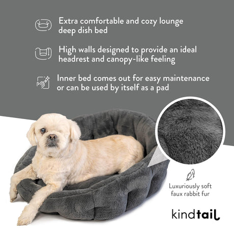 Small Orthopedic Dog Bed, Cuddler, Faux Fur Luxury Bed, Pet Bed