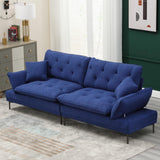 Modern Convertible Futon Sofa Bed, Line Multi-Person Sofa with Two Pillows and Soft Back