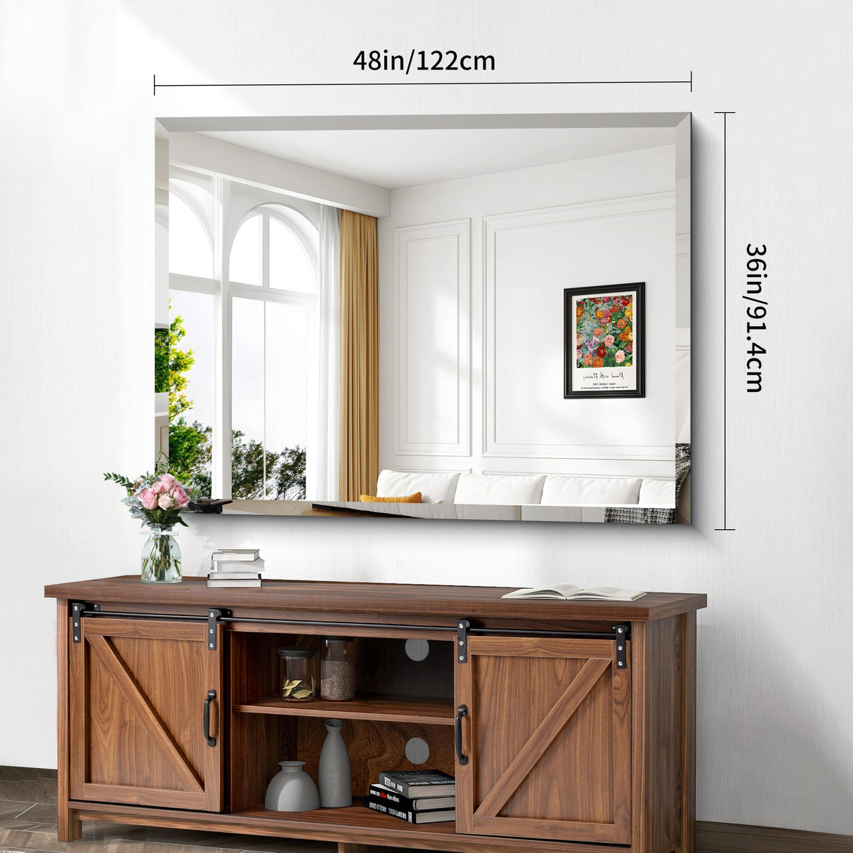 Beveled Bathroom Mirror, 36x48 Inch Large Bathroom Mirrors for Over Sink,