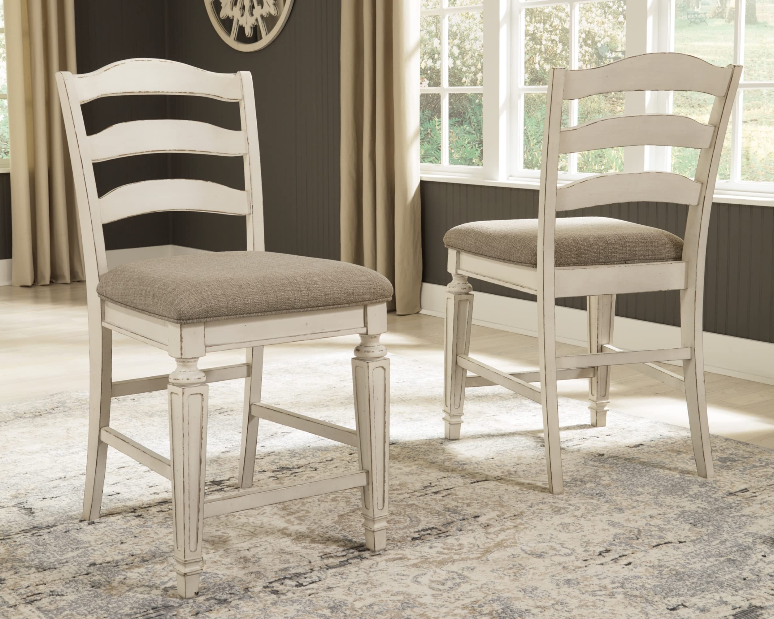 Realyn French Country 24.13" Counter Height Upholstered Barstool