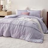 King Comforter Set with Sheet - 4 Pieces Soft Beige Bedding Sets, Grid Pinch Pleat