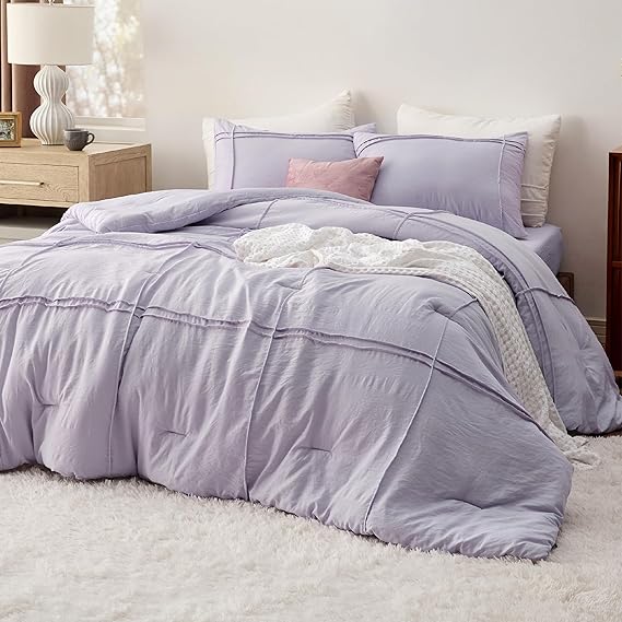 Navy Blue Queen Comforter Set - 4 Pieces Pinch Pleat Bed Set