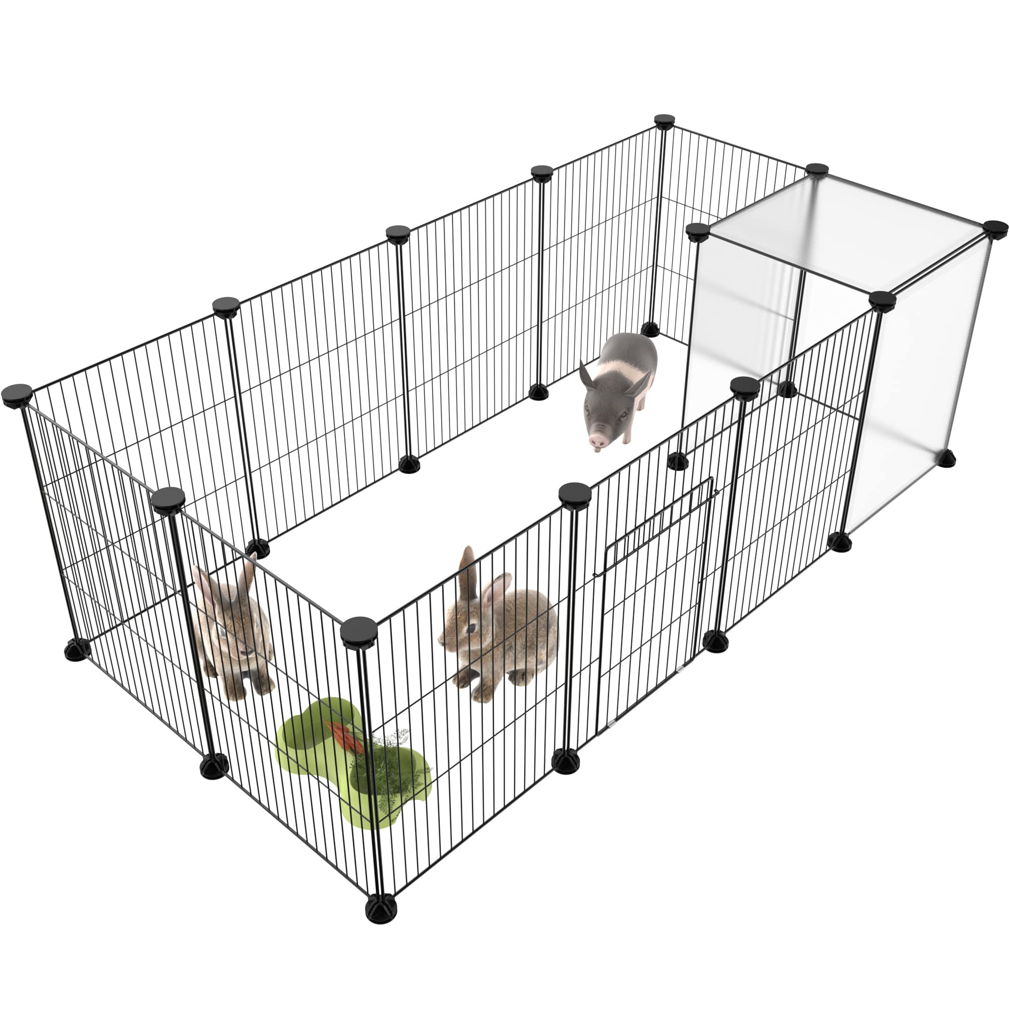 Pet Playpen,Small Animals Cage DIY Wire Portable Yard Fence with Door for Indoor/Outdoor Use,Puppies,Kitties,Bunny,Turtle 48" x 24" x 16"