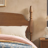 Traditional Wood Spindle Post Queen Bed Frame with Headboard