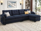 Velvet Convertible Sectional Sofa L Shaped Couch with Storage Ottoman Reversible