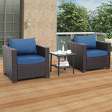 3 Piece Patio Set Patio Conversation Sets Outdoor Chairs and Glass Side Table