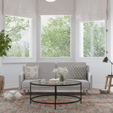 Delphine Convertible Split Back Sofa Futon - Gray Faux Linen Upholstery