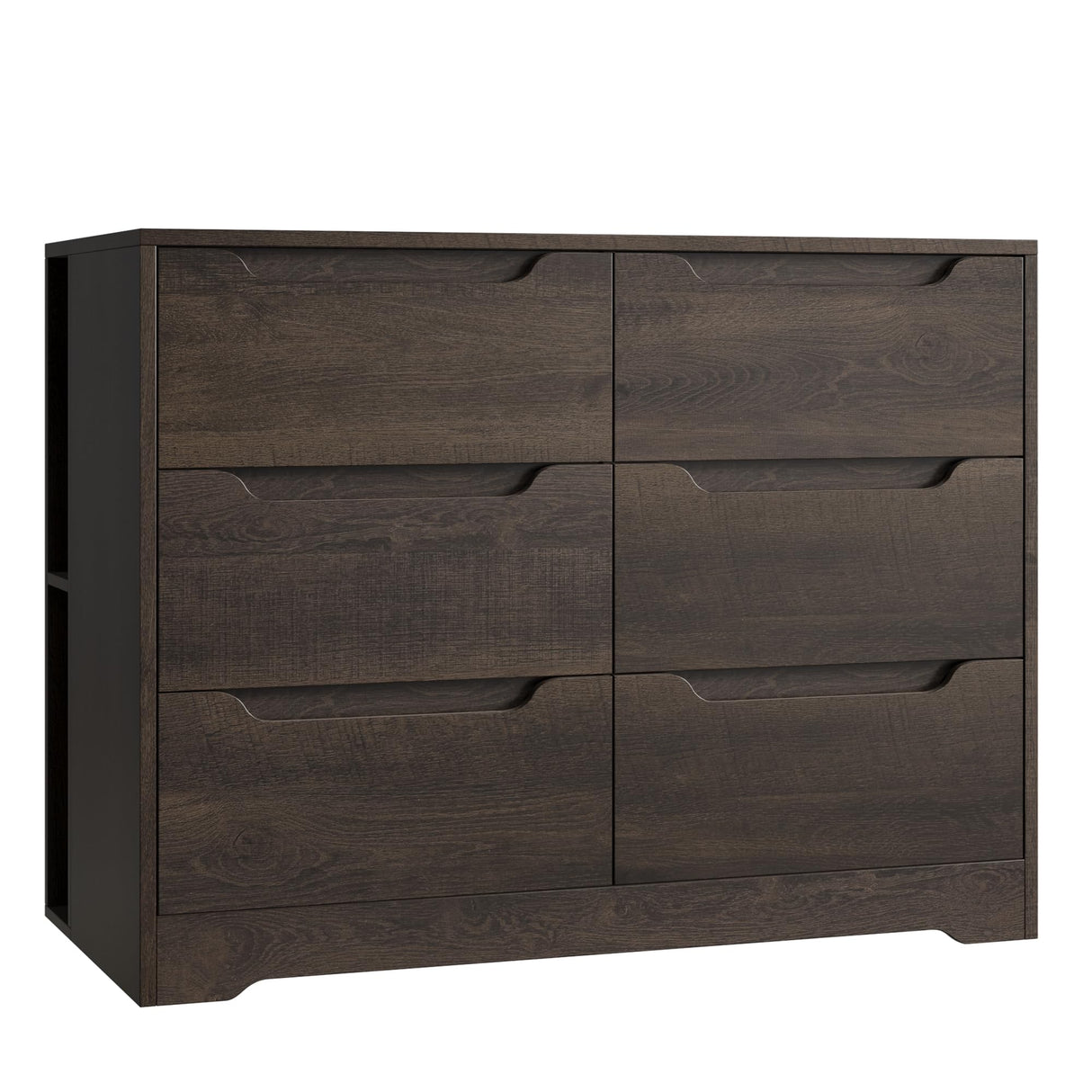 6 Drawer Dresser for Bedroom, Dresser with 4 Cubbies, Wood Chest of Drawers