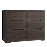 6 Drawer Dresser for Bedroom, Dresser with 4 Cubbies, Wood Chest of Drawers