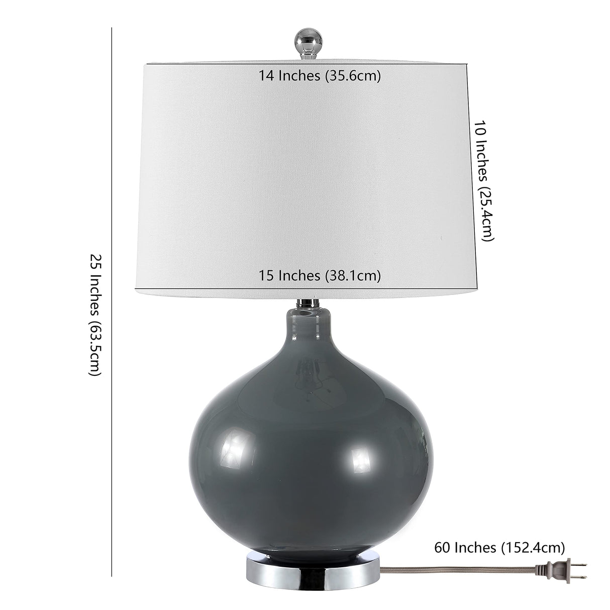 SAFAVIEH Lighting Collection Masera Modern Grey Glass 25-inch Bedroom Living Room Home Office Desk Nightstand Table Lamp Set of 2 (LED Bulbs Included)