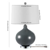 SAFAVIEH Lighting Collection Masera Modern Grey Glass 25-inch Bedroom Living Room Home Office Desk Nightstand Table Lamp Set of 2 (LED Bulbs Included)