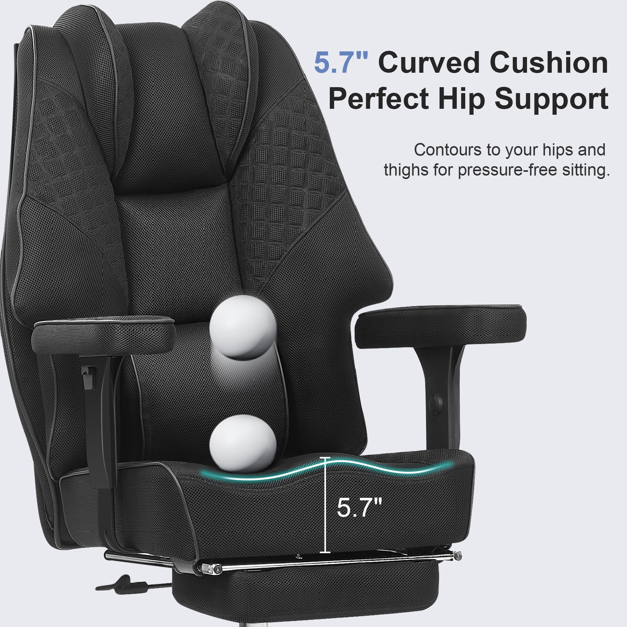 Big and Tall Office Chair 400lbs - Mesh High Back with Footrest