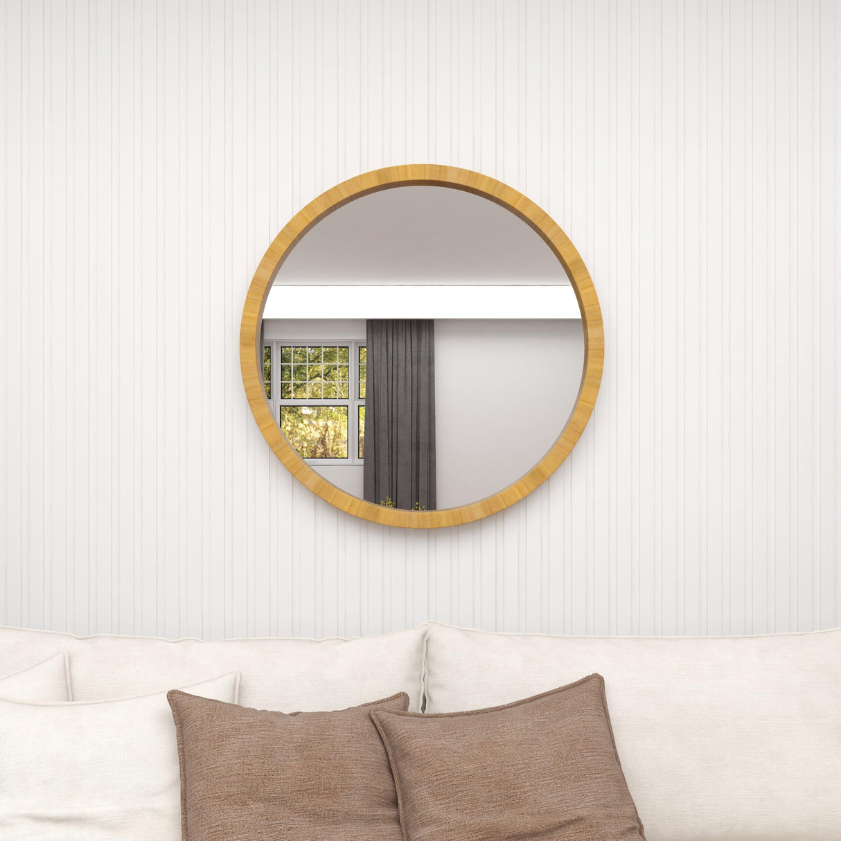 Wood Room Wall Mirror Minimalistic Entryway Mirror, Wall Mounted Mirror 40" x 3" x 40"