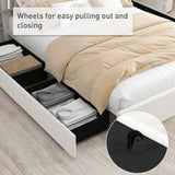 Full Size Bed Frame with Elegant Round Headboard, Platform Bed Frame with 4 Storage Drawers,