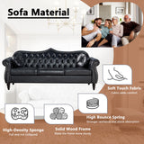 82" Three Seater Sofa, Chesterfield Sofa, Mid-Century Modern PU Upholstered Sofa,