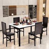 Dining Table Set for 4, Faux Marble Kitchen Table Chairs Set of 4 PU Leather Chairs