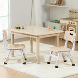 Todder Table and Chairs, 31.5''L x 23.6''W Sturdy Kids Activity Table with Stainless Steel Legs