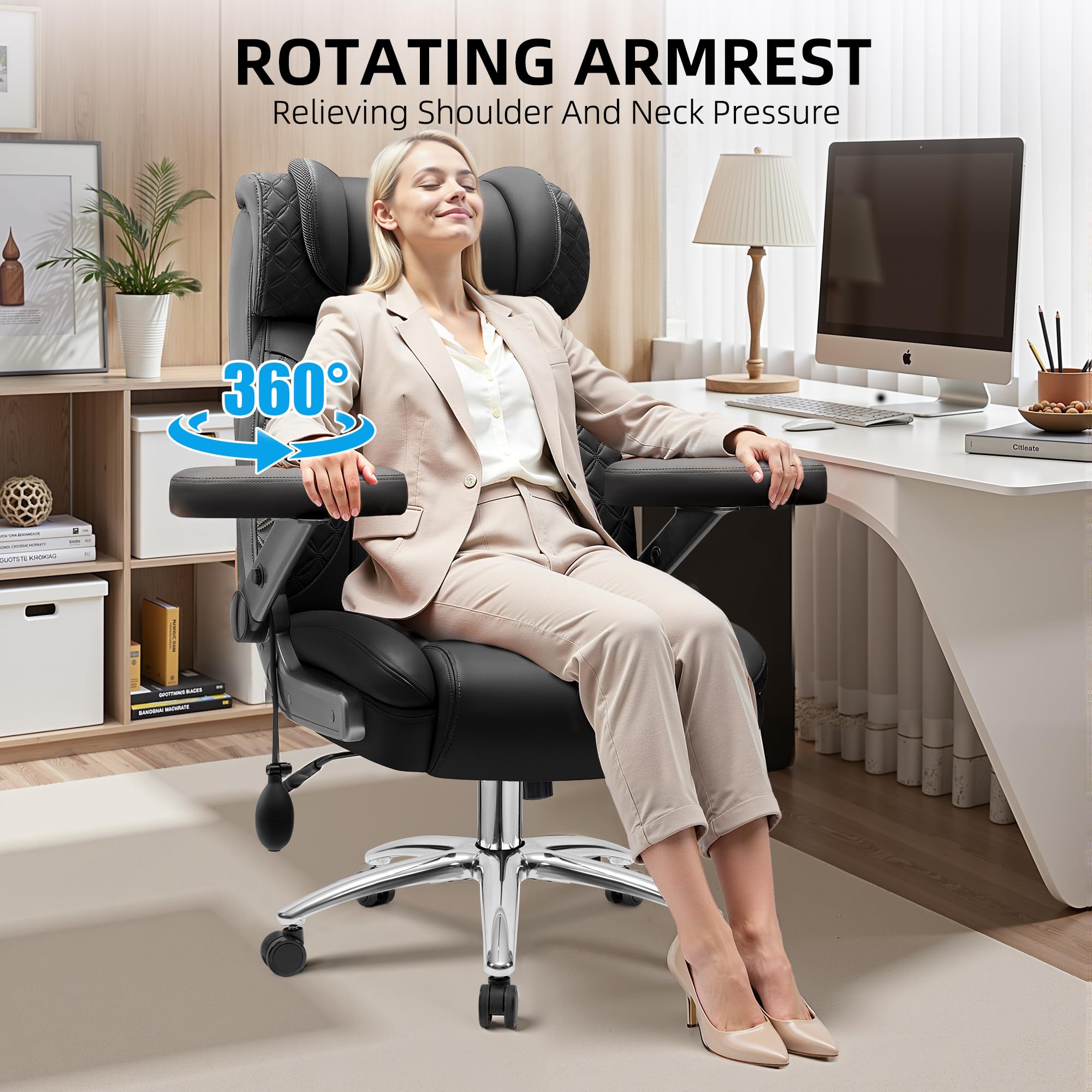 500LBS Big and Tall Office Chair with Adjustable Lumbar Support