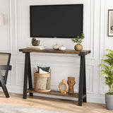 Farmhouse Console Table, 43.3" Entryway Table with Storage, 2 Tier Sofa Table