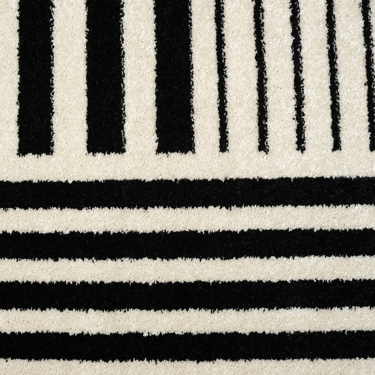 Geometric Beige/Black Area Rug - 8'x10' - Modern 3D Lines Design - Deco Collection