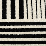 Geometric Beige/Black Area Rug - 8'x10' - Modern 3D Lines Design - Deco Collection