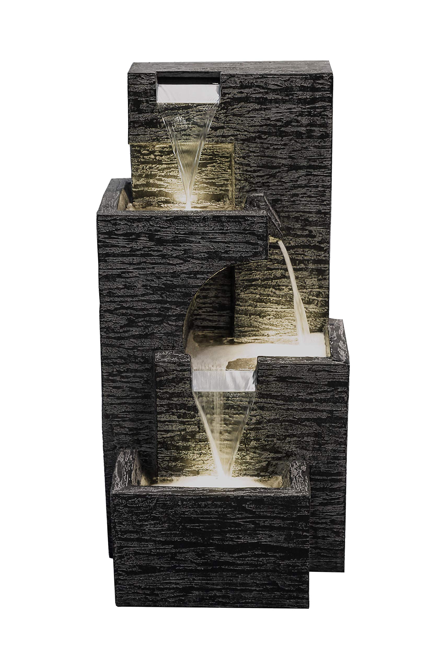 Manufacturing Y95863 Malibu Tiers 32" Tall Lighted Zen Fountain, Gray