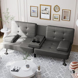 Convertible Folding Futon Sofa Bed Sleeper Couch for Living Room Faux Leather Upholstered Loveseat