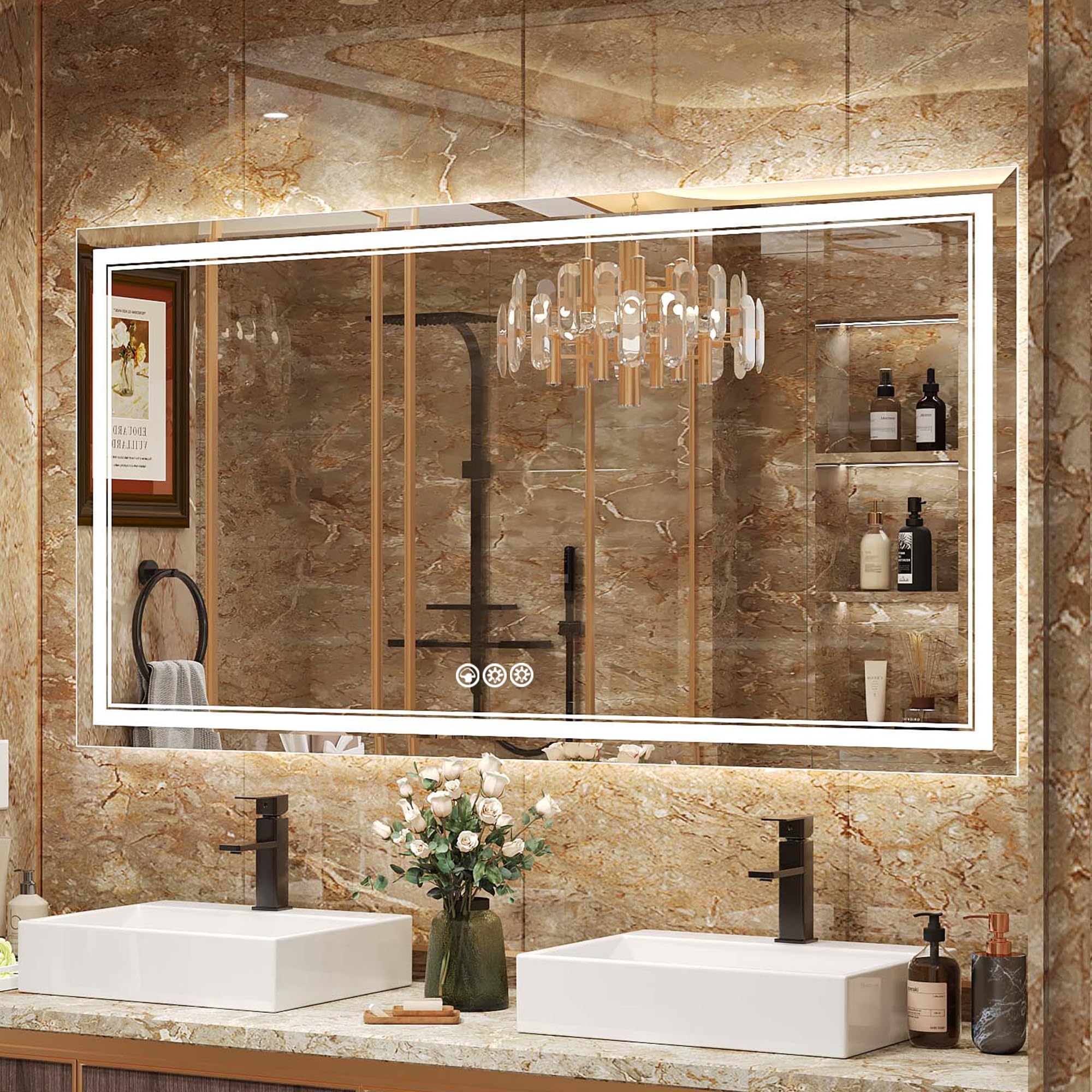 Mirror for Bathroom with Front Light and Backlit