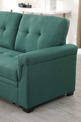 Lucca Green Sectional Sleeper Sofa - Versatile Sleeper Couch & Sofa Bed with Storage