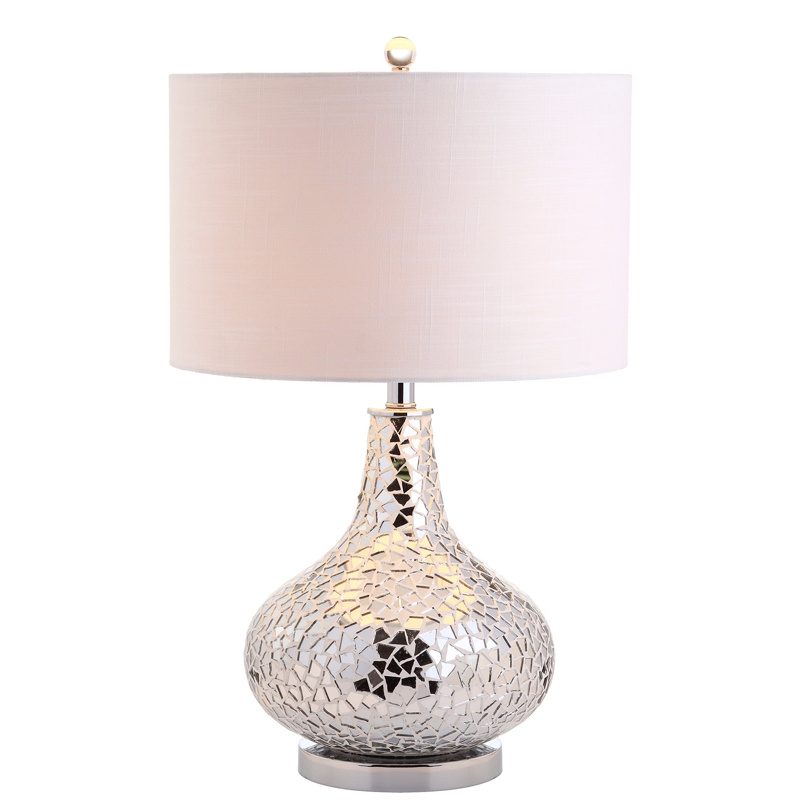 jYL1056A Emilia 26" Mirrored Mosaic LED Table Lamp Contemporary Glam Bedside Desk