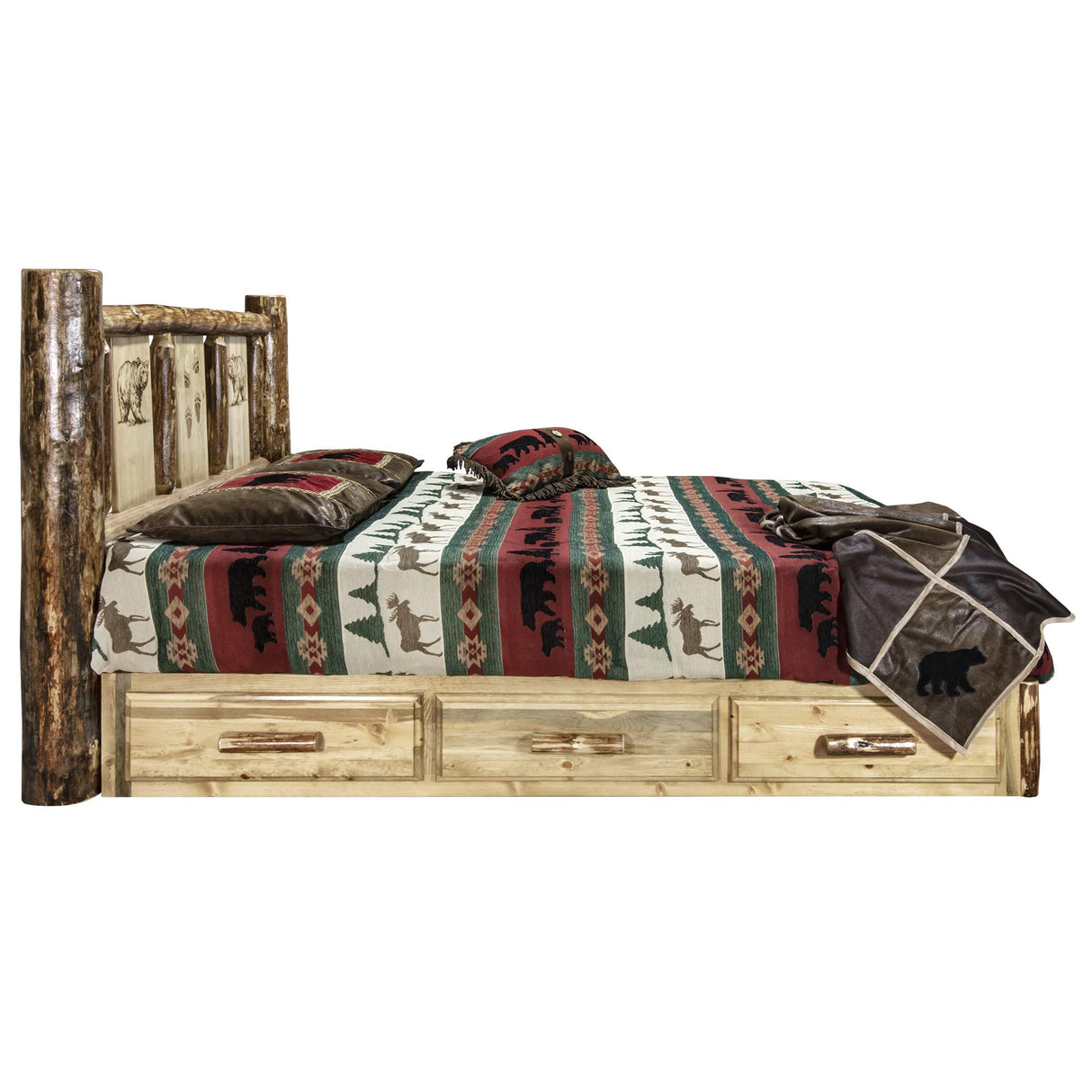 Glacier Country Collection King Bed Platform, (U.S. Standard), Stain & Clear Lacquer Finish