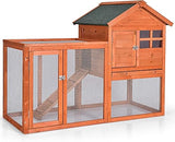 Rabbit Hutch, Indoor Outdoor Bunny Cage with Run, Wooden Rabbit Cage