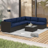 7-Piece Outdoor Patio Furniture Sets, All-Weather Black Wicker Rattan Sectional Sofa