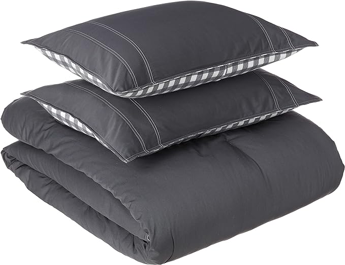 King Comforter Set, Reversible Cotton Bedding with Matching Shams, Pre-Washed for Added Softness (Kingston Navy, King)