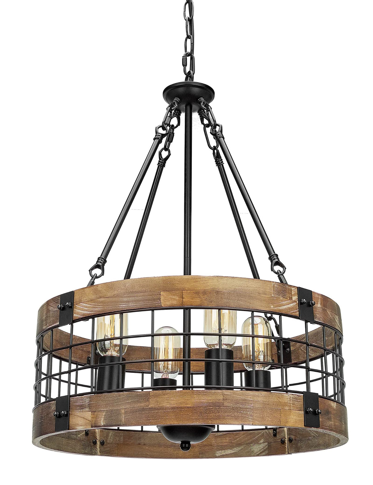 Farmhouse Rustic Chandelier Light Fixture, 4-Light Round Hanging Pendant