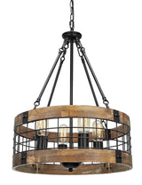 Farmhouse Rustic Chandelier Light Fixture, 4-Light Round Hanging Pendant