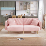 Velvet Futon Sofa Bed, 75.3" Couch Small Sofa, Loveseat, Convertible Futon Sleeper Sofa