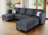 Modular Sectional Couch with Storage Ottoman U Shaped Corduroy Sectional Sofa