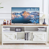 Farmhouse TV Console, Entertainment Center with Power Outlets for TVs up to 65 Inch,