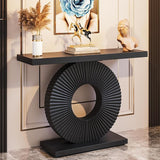 Modern Console Table with Geometric Base, 40 inch Wood Entryway Table Sofa Table