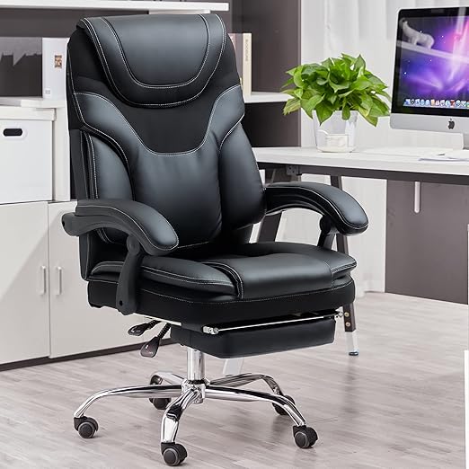 Massage , Reclining Office Chair with Footrest, Ergonomic Office Chair with Lumbar