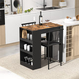 Small Bar Table and Chairs Tall Kitchen Breakfast Nook with Stools/Dining Set for 2