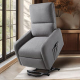 Lift Recliner Chairs for Adults, Small Electric Recliners with High Back & Side Pocket for Nursery Living Room Bedroom, Comfy Upholstered Modern Nursing Single Sofa, Teddy White