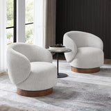 Swivel Accent Chair Round Barrel Armchair Upholstered Performance Fabric for Living Room Bedroom Reading Waitingroom,2 PCS,Cream