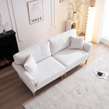 83" Sofa Couch Comfy Loveseat Sofa Mid-Century Living Room Furniture Beige Sofa