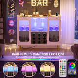 Wine Bar Cabinet with Power Outlet, Liquor Cabinet Bar with LED Light