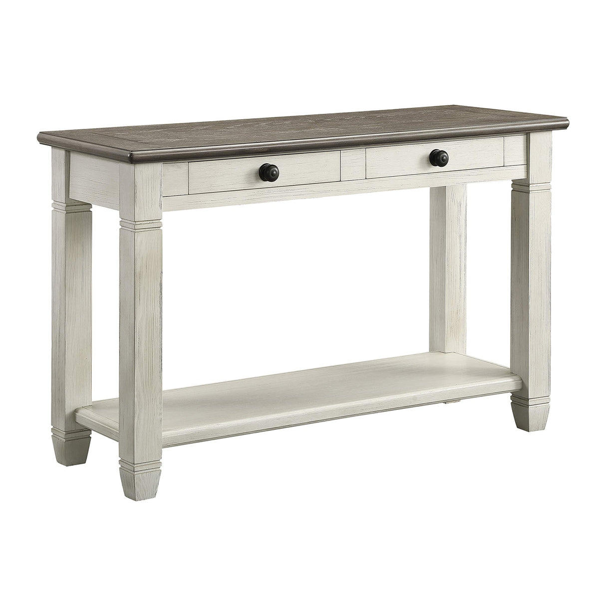 Lilith Two Tone Wood 2-Drawer Sofa Table, 48" x 18", Rosy brown/Antique White