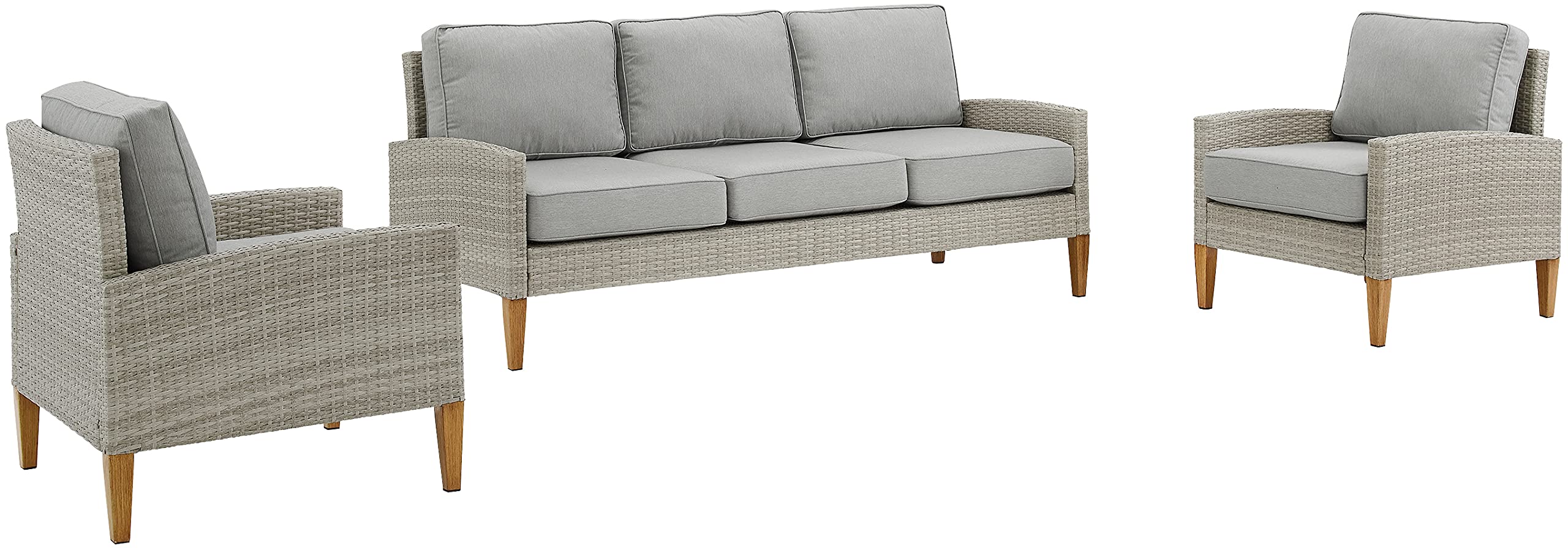 Capella 3-Piece Outdoor Sofa Patio Furniture Set, Wicker Conversation Sets for Porch