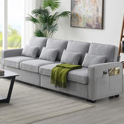Modern 4 Seater Sofa with Sturdy Plastic Legs, Modern Linen Fabric Sofa
