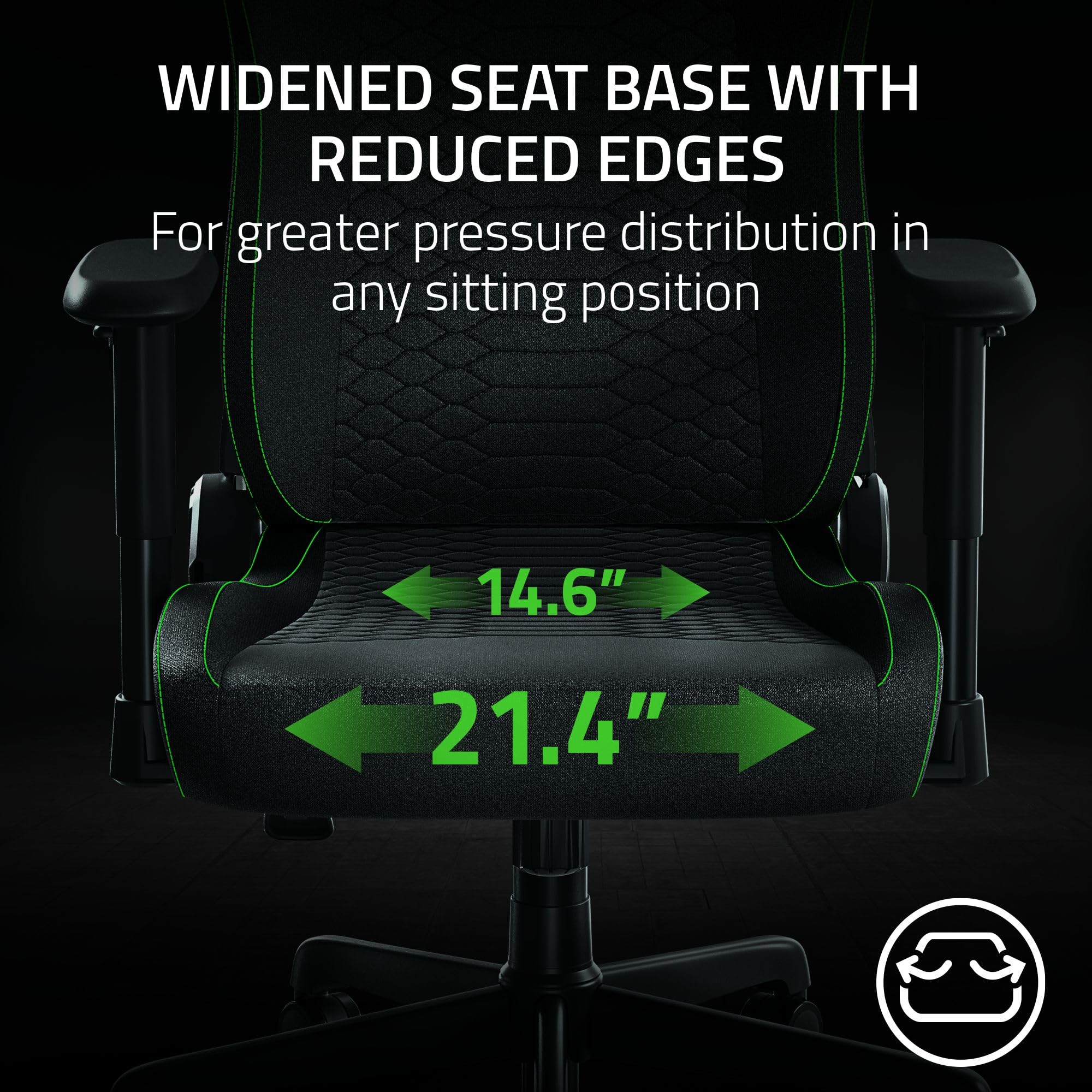 Razer Iskur V2 X Ergonomic Gaming Chair: Built-in Lumbar Support - Widened Seat Base - High Density Foam Cushions - Adjustable 152 Degree Recline - 2D Armrests - Plush Fabric Finish - Black